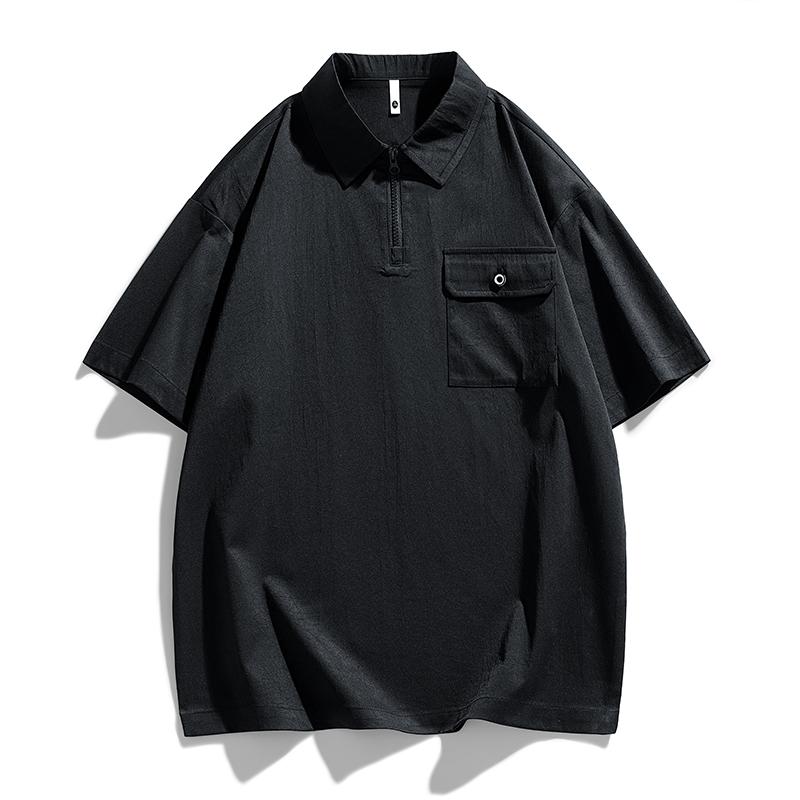 Camisa Polo para Hombre Manga Corta Verano Bolsillo Oversize 8XL Talla Grande Camiseta Cremallera Transpirable Holgada Masculina Suave