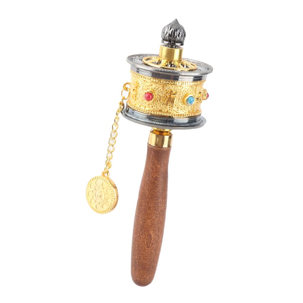 Legering Tibetaans Zes Woorden Mantra Handaangedreven Gebedsrad (Goud)