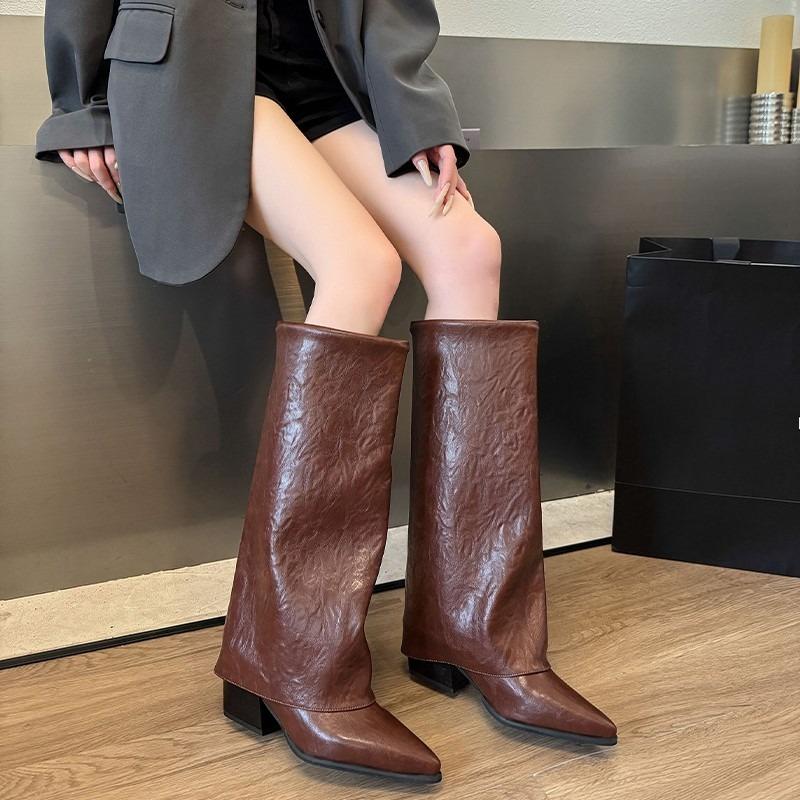 Fashion 2025 New French Tall Boots Pointed Toe Women's Knight Trouser Boots