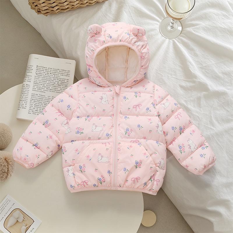 Kids' Cartoon Cotton Jacket with Ears - Short Style for Boys & Girls, Autumn/Winter Outerwear