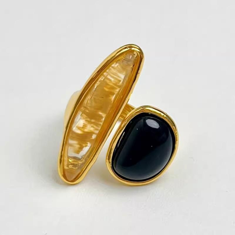 French Style Irregular Open Ring Fashion Crystal Open Ring Women Retro Elegant Light Luxury Party Jewelry Gifts