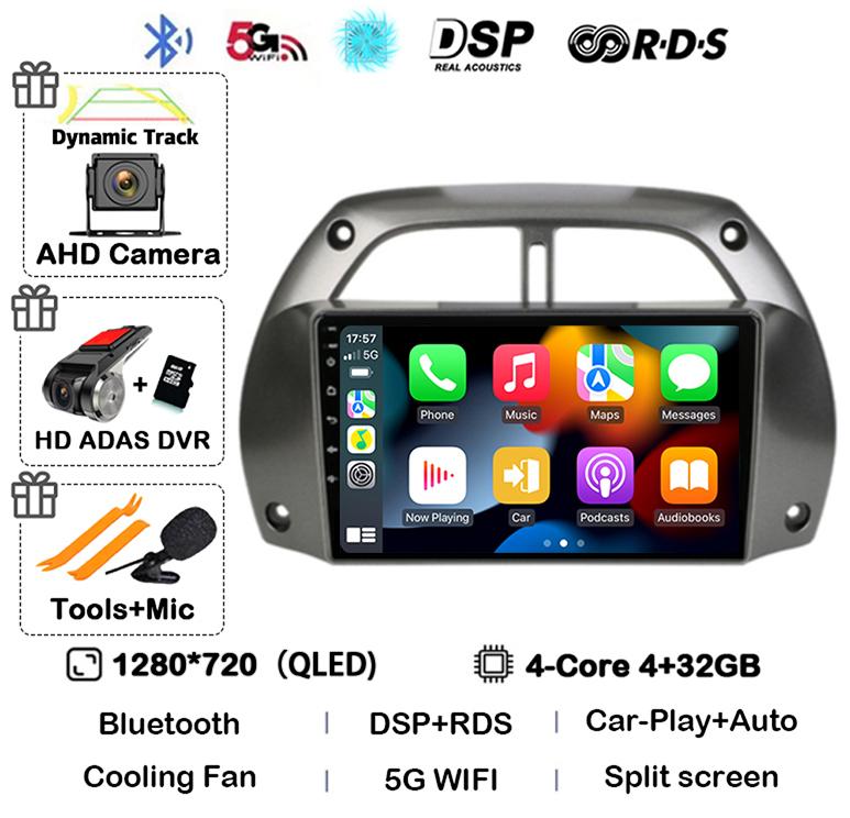 Android14 Carplay Car Radio For Toyota RAV4 Rav 4 2001 2002 2003 2004 2005 2006 Multimedia GPS Player Stereo 2din Head Unit DSP