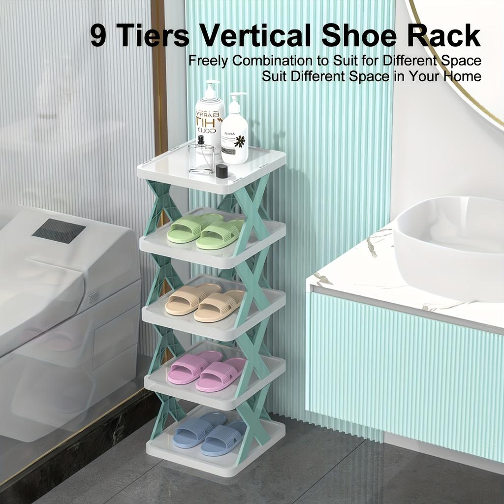 2-Tier Space-Saving Foldable Shoe Rack, Suitable for RVs, Bathrooms, and Dormitories - Durable PP Plastic, Compact Lightweight Storage Box