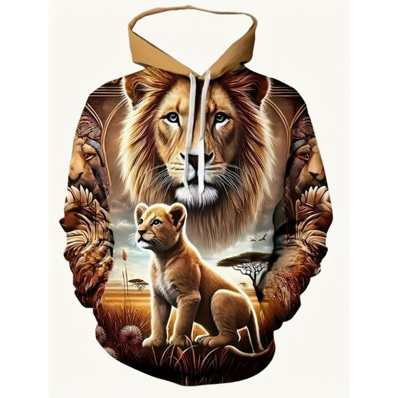 

Мужское модное худи большого размера с реалистичным принтом морды собаки - Свитшот оверсайз с длинным рукавом, Машинная стирка, 5XL