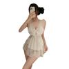 Large Size Sexy Lace Suspender Nightgown Gather Cake Skirt Sexy Nightgown Passionate Rear-entry Flirting Free Perspective Outfit