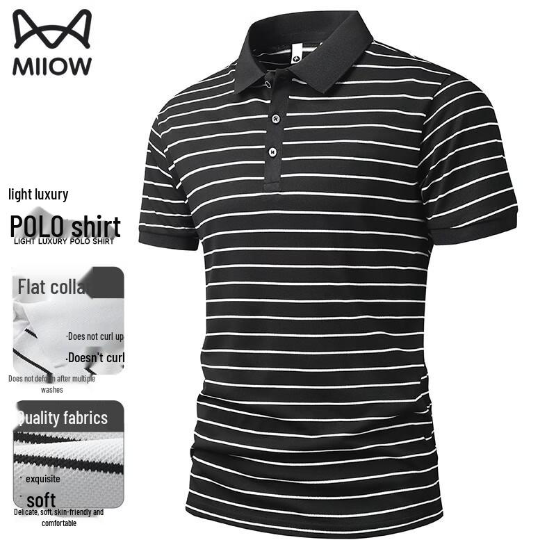 MiiOW Men s Striped Polo Shirt 2XL