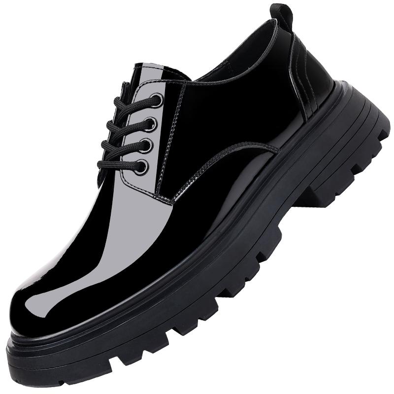 

Модные мужские кожаные туфли в британском стиле, классические черные, с толстой подошвой, универсальные, для свадеб, вечеринок, офиса, на высоком каблуке 44 чёрный