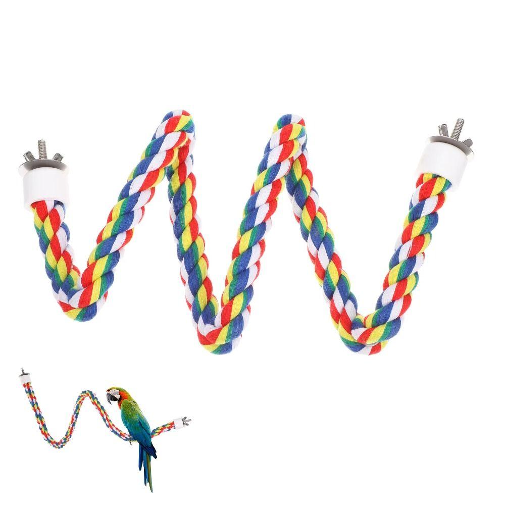 Colorful Parrot Rope Toy 40/80//105/200cm Parrot Stand Chewing Station Bird Perch for Cage Parrot
