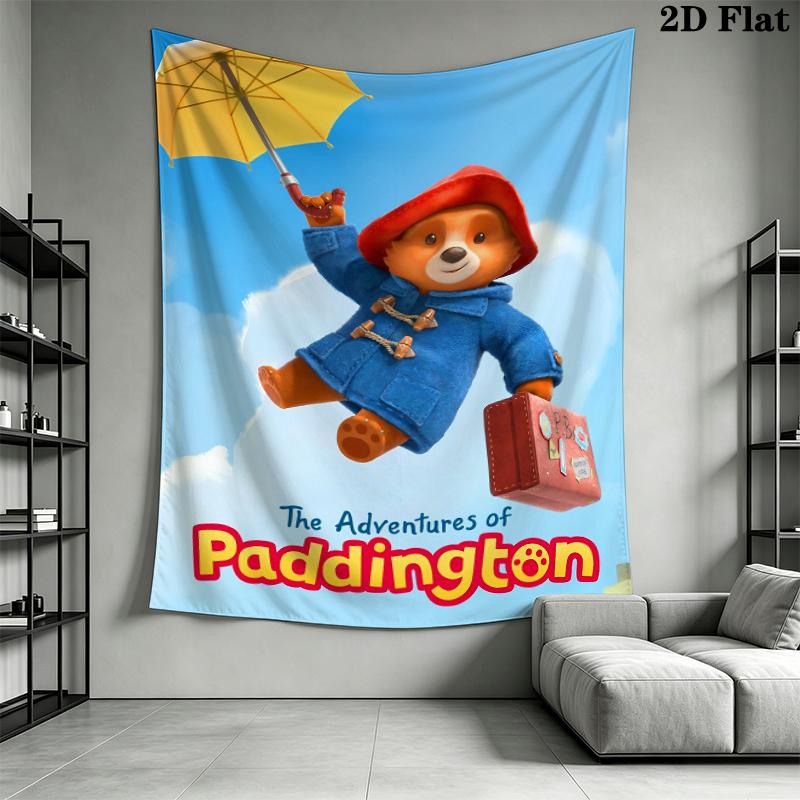Paddington Bear Wall Tapestry Aesthetic Wall Hanging Printed Fabric Blanket Decorative Tapestries for Bedroom Living Room Home Decor