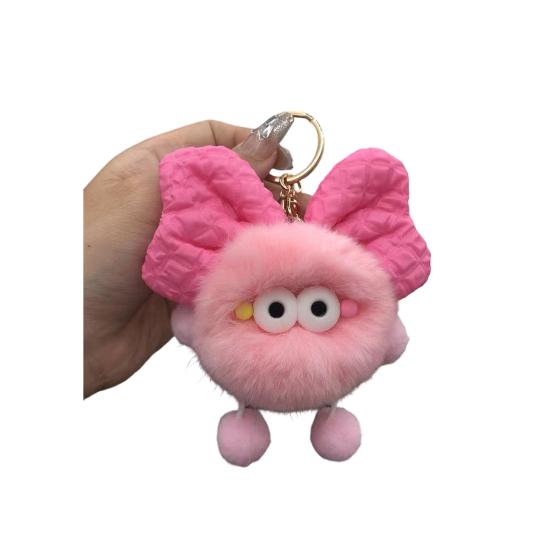 Keychain Plush Fur Bow Soft Imitation Fur Car Keychain Bags Backpacks Handbags Decorative Accessory
