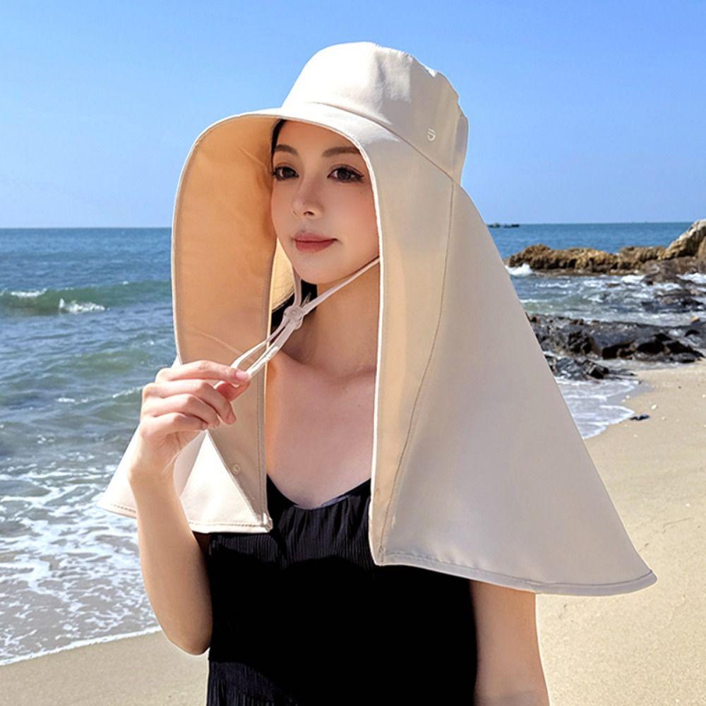 Solid Color Large Brim Sun Hat Wind Proof Wide Brim Sunhat Outdoor Beach Hat  Outdoor Activities