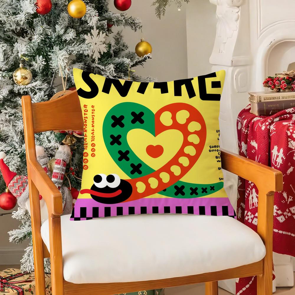 Chinese Zodiac Print Pillow Case Silky Elegant Comfort Sofa Bed Invisible Zipper