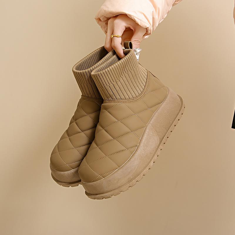 Fleece High-top Snow Boots Women's 2025 Winter New Student Ins Korean Version of Thermal Casual Shoes Cotton Shoes MX7801