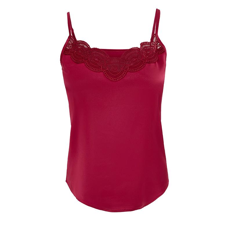 Lace Camisole Vest - Women's Spring/Summer Acetate Satin Sleeveless Blouse