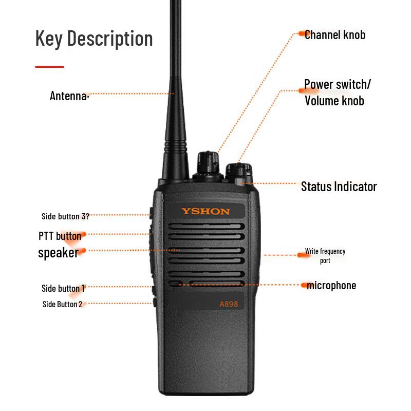 Yixin A898 8W Analog Walkie-Talkie (CN version)