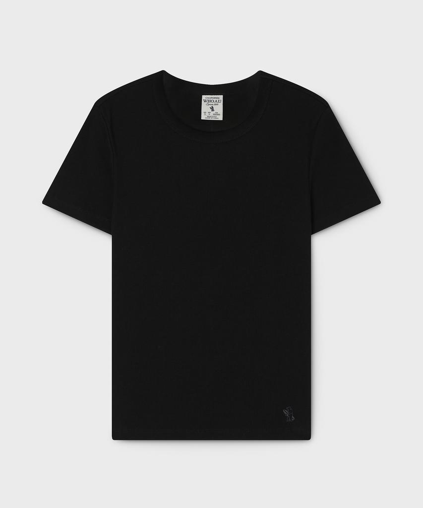 WHO.A.U Ribbed Short Sleeve T-Shirt / Whrag2421F