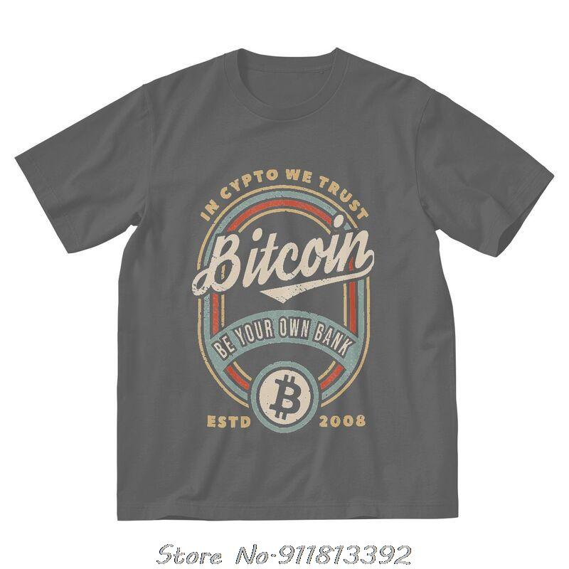 Vintage Bitcoin W Crypto We Trust Koszulka Męska Moda Koszulka Zabawna Hip Hop Streetwear Odzież Męska Oversize Koszulka
