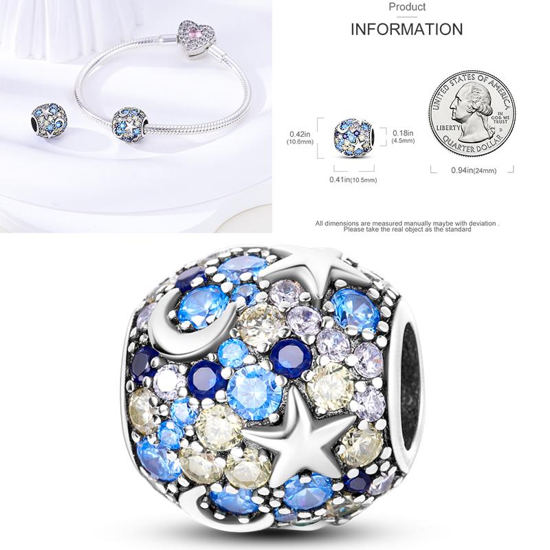 Charms Bead Copper Starlit Sky Moon Sun Earth Universe Charm Fit Bangle Bracelet Necklace Diy Jewelry