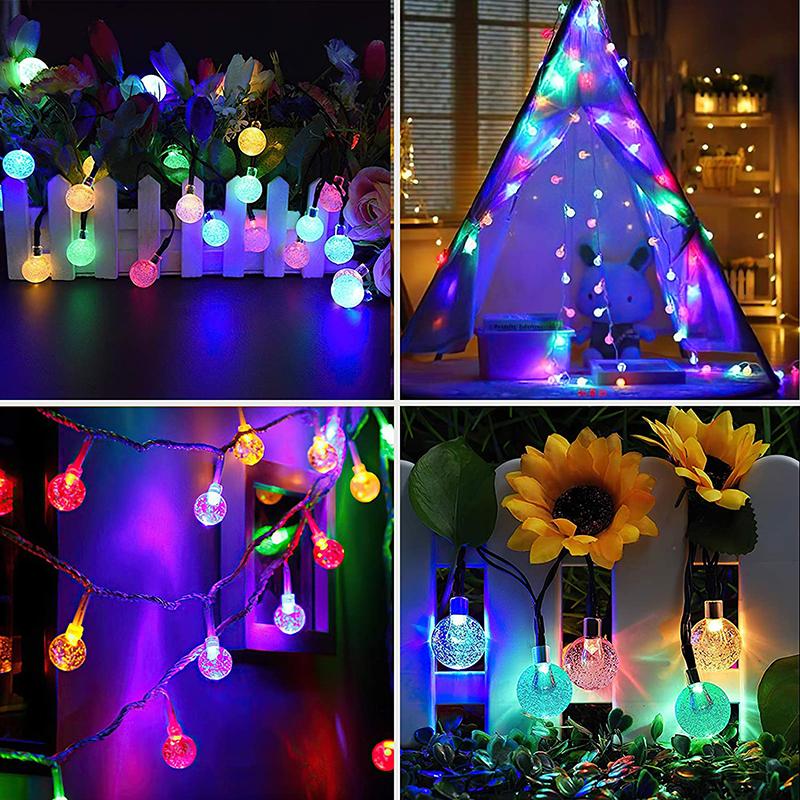 Outdoor Globe Christmas Garden Light 23FT 50LED 8 Modes Waterproof Crystal Balls Starry Light Solar String Light