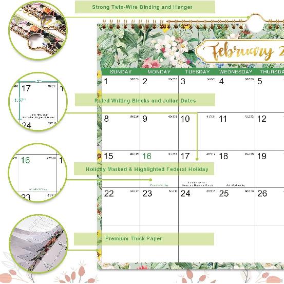2026 Calendar - 2026 Wall Calendar, Jan. 2026 - Dec. 2026, 14.8" x 11.4", 12 Months Wall Calendar 2026 with Premium Paper, Strong Twin-Wire Binding,