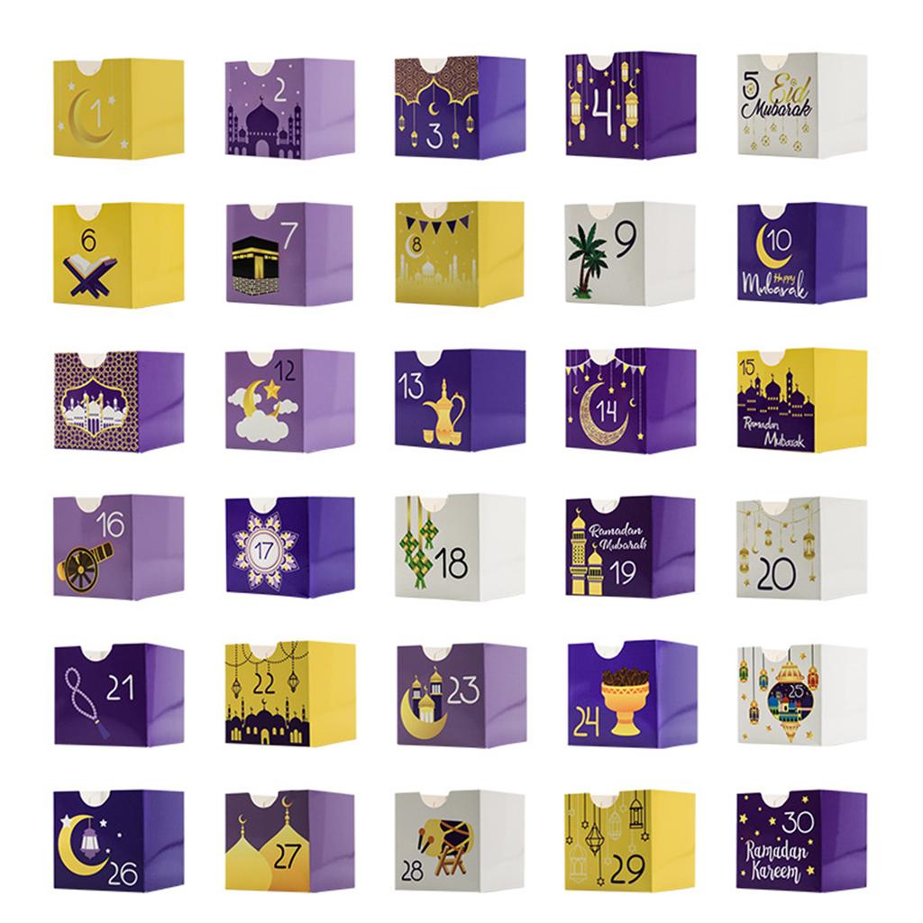 Wielofunkcyjny Kalendarz Odliczający Eids Mubarak 30 Dni Wypełniane Szufladki Wzory Sztuki Islamskiej Dekoracja Materiały Imprezowe