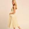 In Stock: 2025 Summer Yellow Linen Square Neck Mid-Length French Vacation Dress