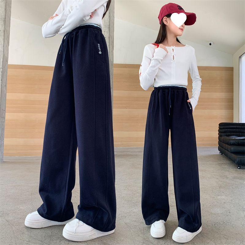 Sonbahar/Kış 2025 Kız Çocuk Düz Bacak Spor Pantolonu - Ortaokul Çocukları Uzun Pantolon