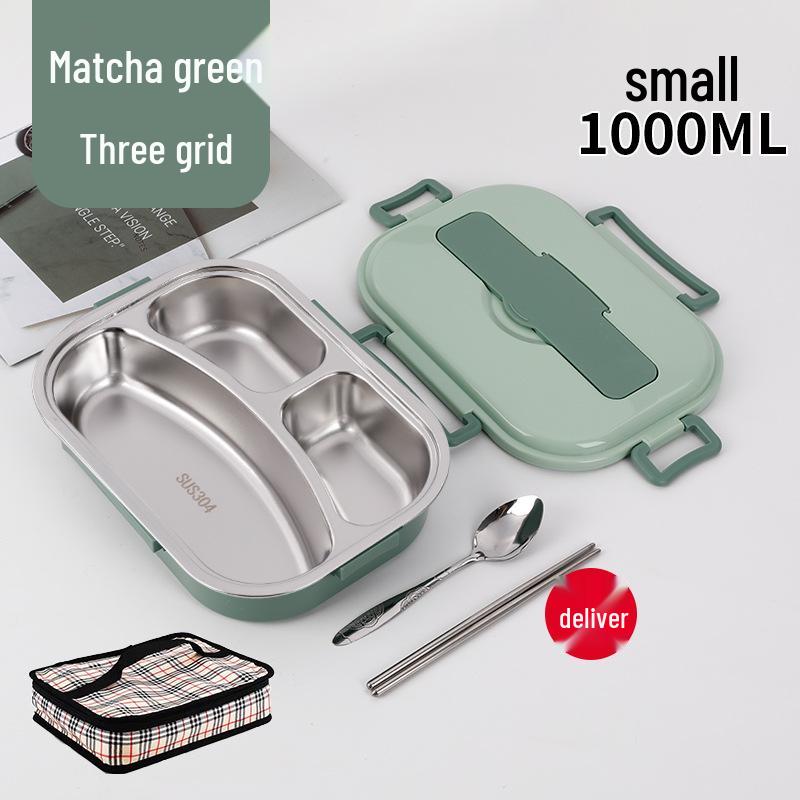 Fiambrera Bento Portátil de Acero Inoxidable 304 con Separadores – Gran Capacidad, Diseño de Hebilla Cuadrada, Estilo Nórdico para Estudiantes