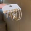 3Pairs Shiny Rhinestone Hoop Earrings Luxury Big Circle Zinc Alloy Exaggerated Personality Earrings Jewelry Female Accessories