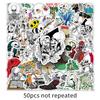 50pcs Waterproof Skull Graffiti Creative DIY Stickers for Skateboards, Phone Cases, and Luggage