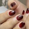 Y2k Gothic Red and Black Gradual Change Manicure Wearing Nail Hot Selling Short Round Fake Nail Wearing Nail Piece