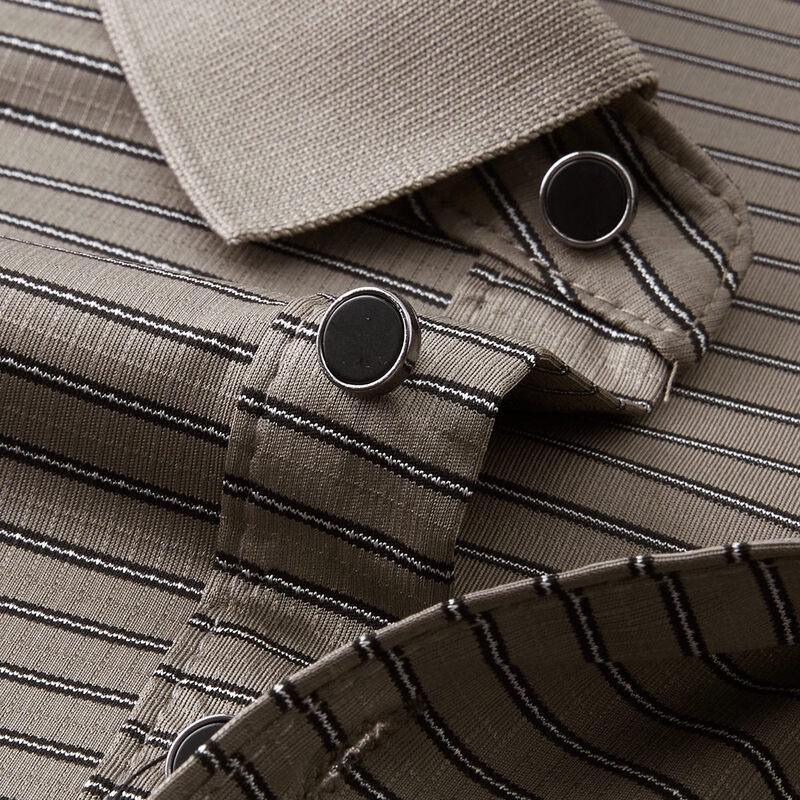 FIRS Men's Breathable Striped Business Casual Polo Shirt