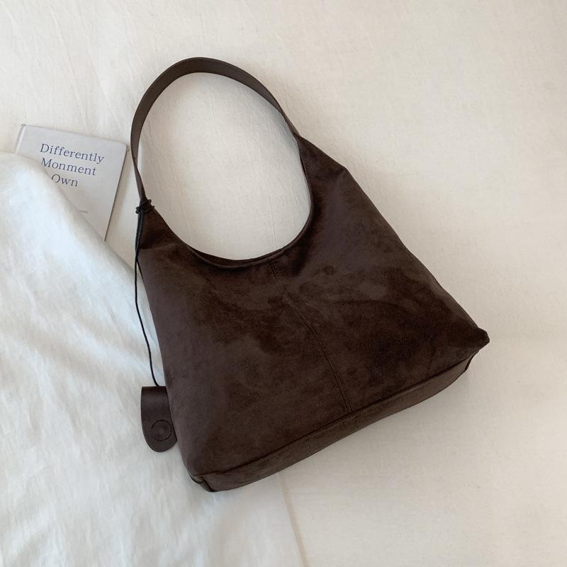 Herbst Retro Tasche Damen Maillard Stil Wildlederoptik Tragetasche Große Kapazität Pendler Freizeit Einzelne Tasche