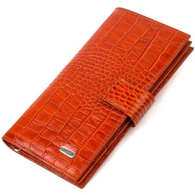 Lacquered Vertical Men's Wallet Made of Genuine Textured Leather with Crocodile Embossing CANPELLINI 21719 Brown