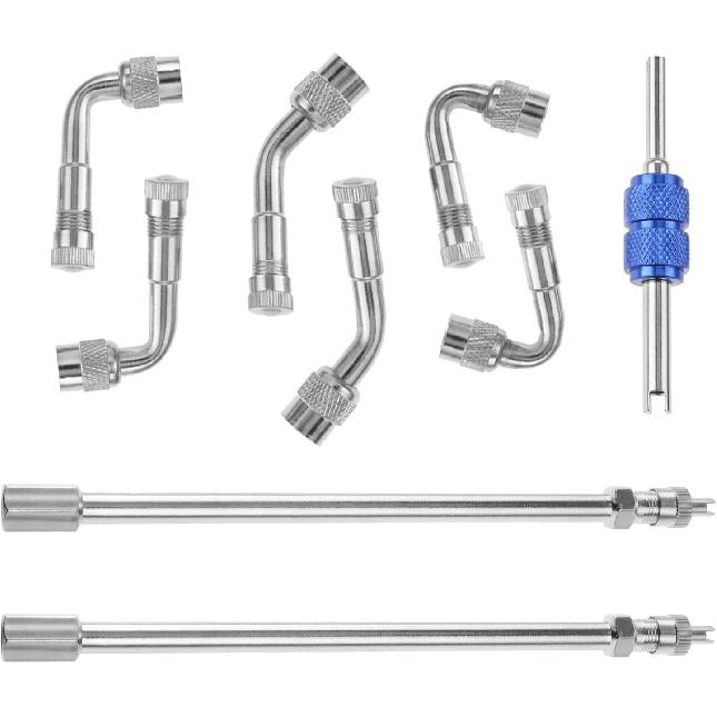 9Pcs Valve Stem Extenders Dually Valve Stem Extenders, 45 90 135 Degree Angled Tire Valve Extension Adapter Universal Valve Stem Extensions