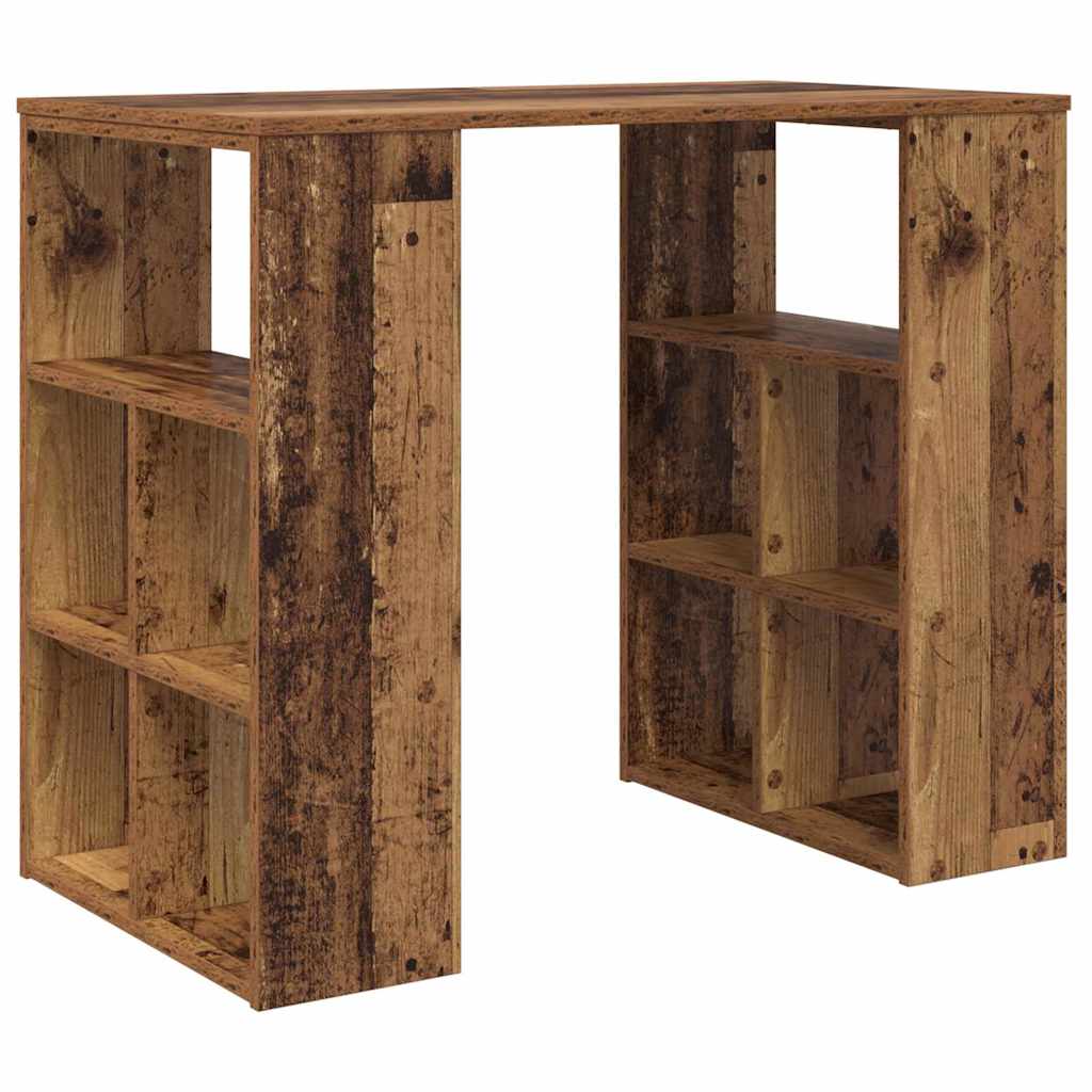 Vintage Wood Desk with Shelf 90 X 50 X 75 Cm Engineered Wood