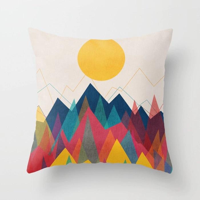 Pillowcase Car Waist Pillow Sofa Pillowcase Sun Pattern Pillow Office Pillow Side Sleeping