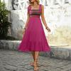 European and American Summer Hot Sale Vacation Seaside Straps Ethnic Style Suspender Skirt Colored Embroidery Splicing High Waist Dress