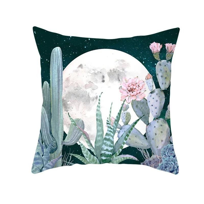Exotic Plants And Floral Pattern Double-Sided Printed Pillow Cover Short Plush Suitable Living Room Bedrooms Throw Cushion Cover