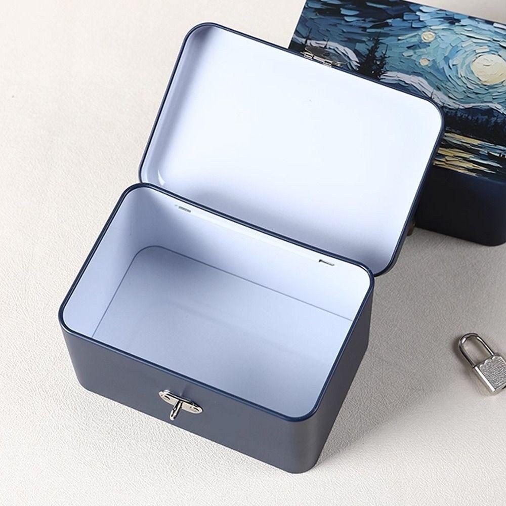 Password Lock Tinplate Box Large Size Password Lock Box Organizer Box Storage Box  Personal Items