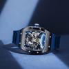 2026 Luxury Automatic Skeleton Men's Watch Montre Homme Automatique Vogue Blue Dial Silicone Strap Fashion Mechanical Watches
