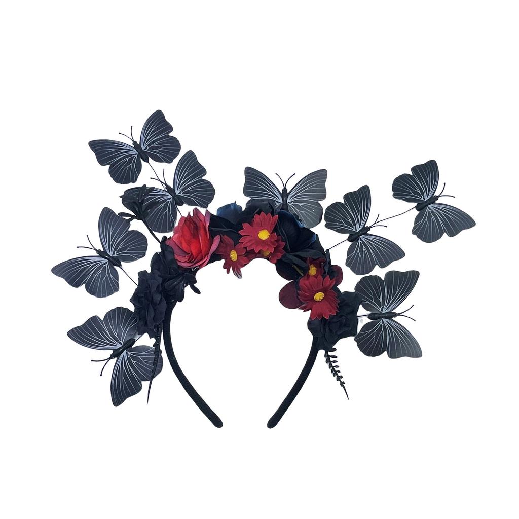 New simulated flower butterfly headband Halloween party travel photo show catwalk butterfly headgear