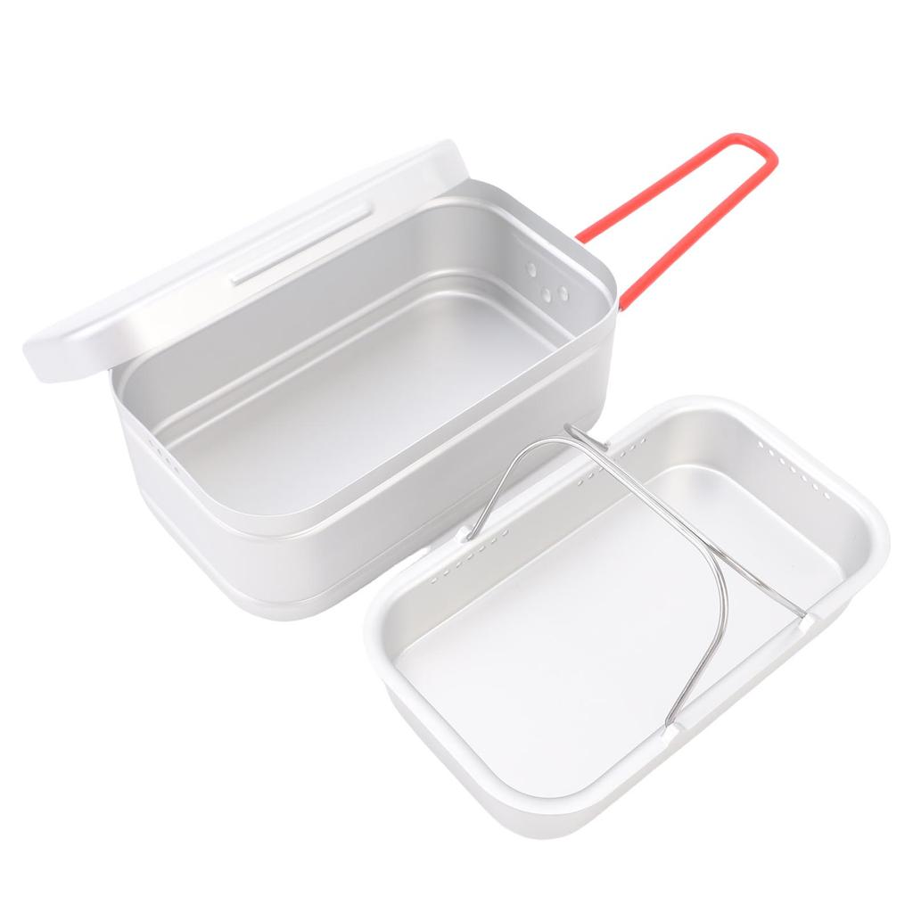 Camping Lunch Box Aluminum Alloy Steam Boil Portable Single Person Meal Box Lunch Container Support for Hiking Fishing