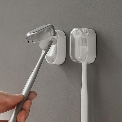 1Pc Wall-Mounted Toothbrush Holder - No-Drill Dustproof Organizer for Bathroom & Travel Easy Carry Storage Box