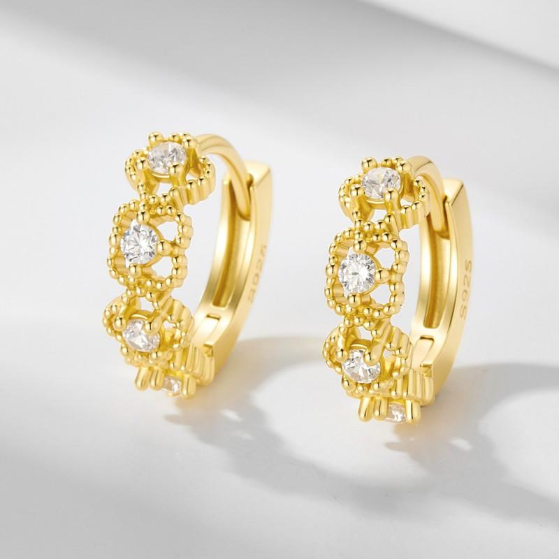 Sterling Geometric Zircon Stud Earrings Women Minimalist Chic Fashion Jewelry 925 Sterling Silver