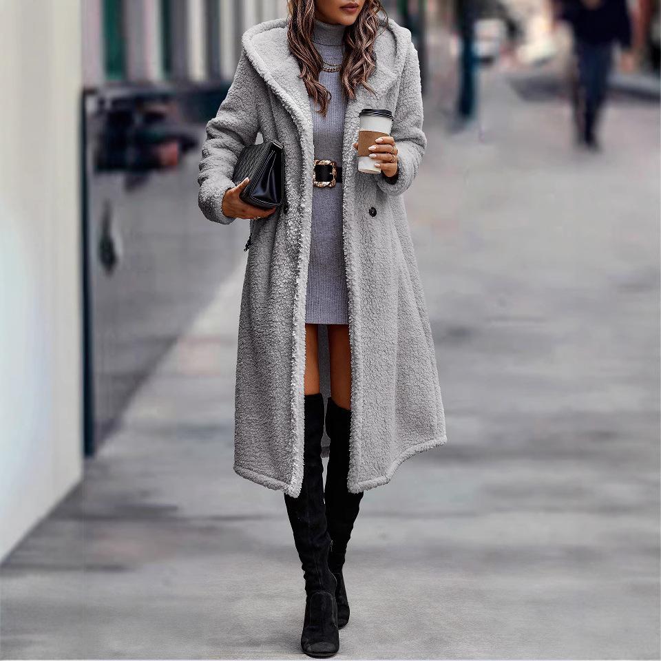 Women's Autumn & Winter Long Sleeve Plush Hooded Coat