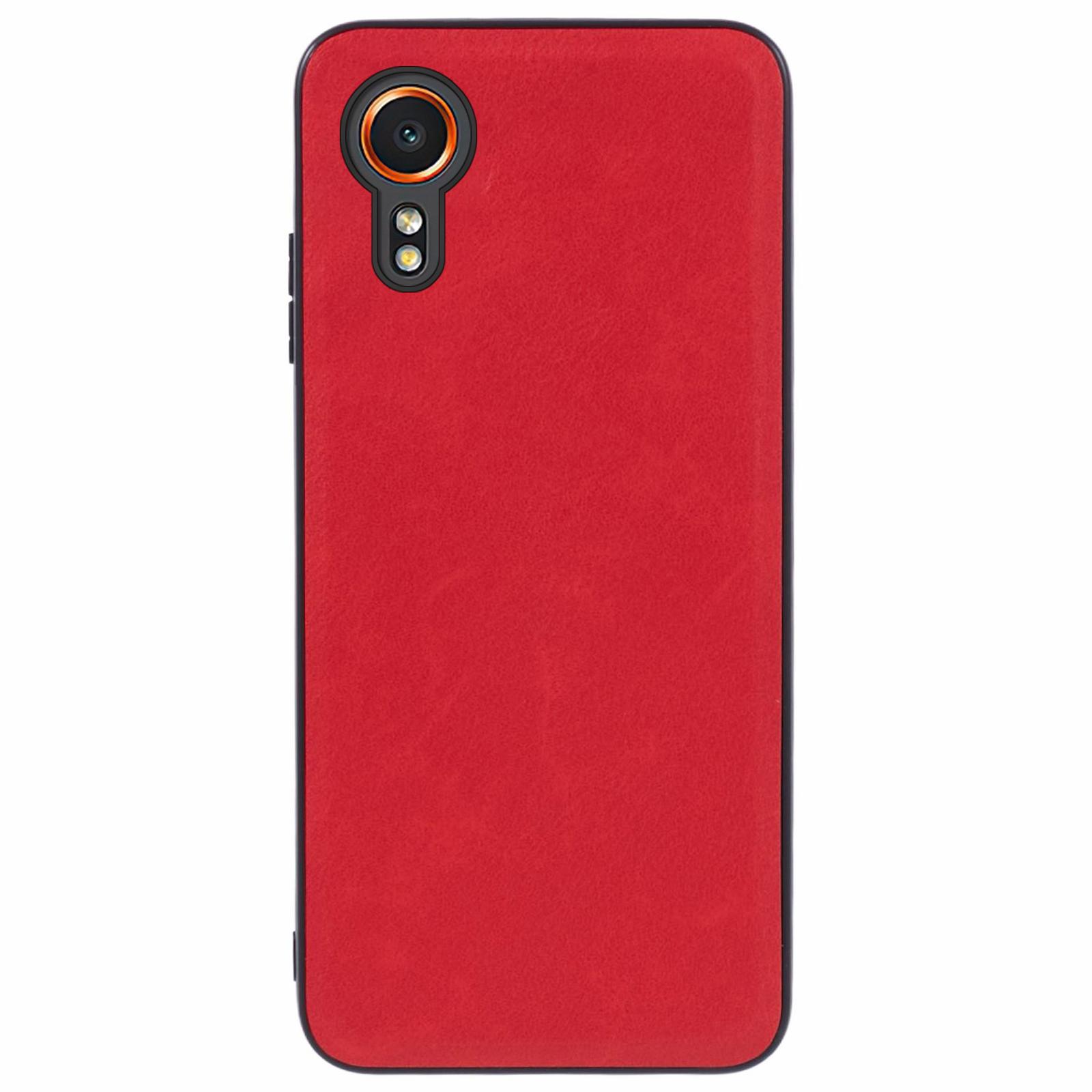 

For Samsung Galaxy Xcover7 Case Solid Color PU Leather+PC+TPU Retro Phone Cover Red