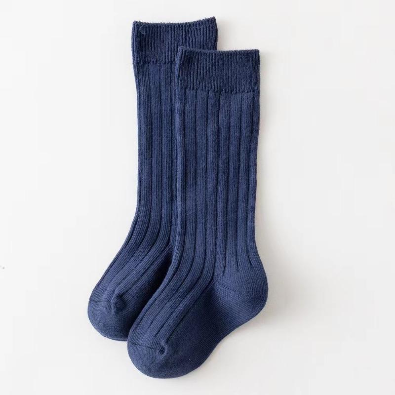 Lässige einfarbige Baby Jungen Mädchen Kniehohe lange Socken Baumwolle Atmungsaktiv Streifen Weiche Kindersocken Kinder Schulsocken