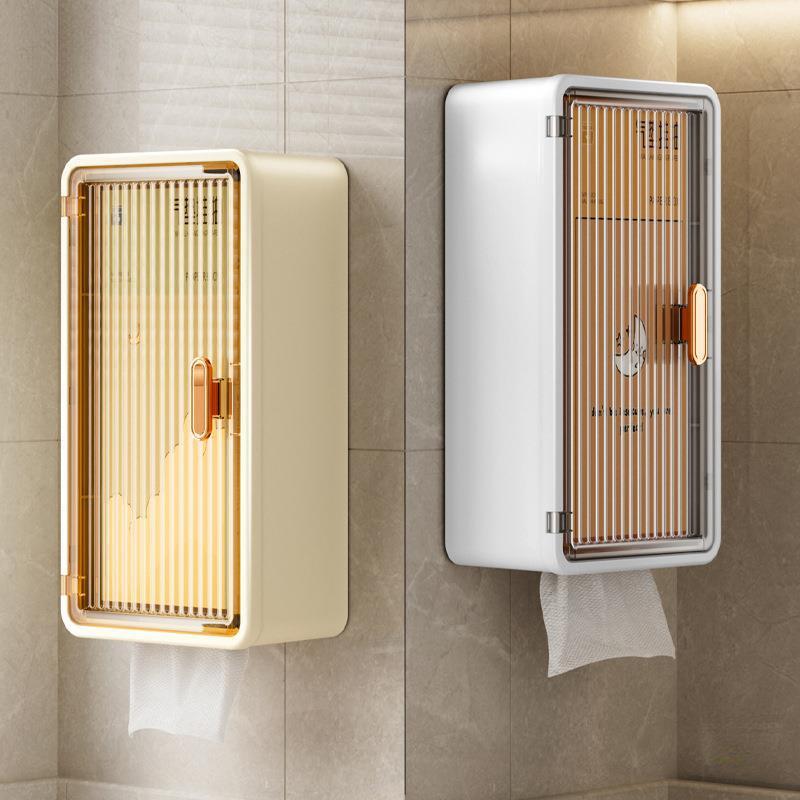 Badezimmerregal, an der Wand montiert, wasserdicht, Tissue-Box, multifunktionales Aufbewahrungsregal für Toilettenartikel, Aufbewahrungsbox, Shampoo-Organizer, neu