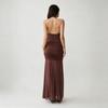 Women's clothing fashion design backless swing neck hip skirt mesh stitching pleated European and American style neck dress